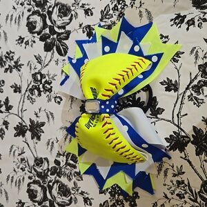 Softball bow ponytail b121